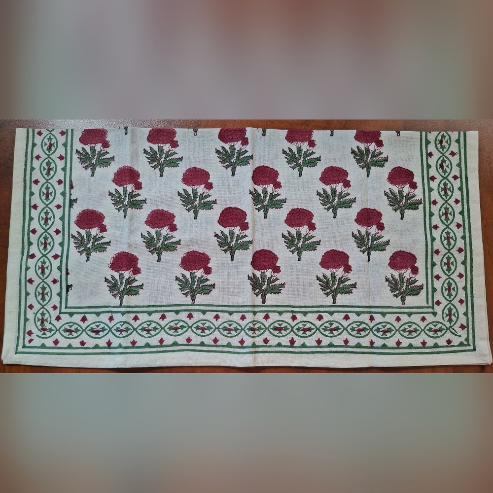 Pomegranate Napkin Red & Green Gaya Flower Print 2 Available - Picture 2 of 4